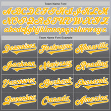 Load image into Gallery viewer, Custom Gray Gold Steel Gray-White Authentic Fade Fashion Baseball Jersey
