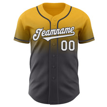 Load image into Gallery viewer, Custom Gold White-Steel Gray Authentic Fade Fashion Baseball Jersey
