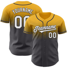 Load image into Gallery viewer, Custom Gold White-Steel Gray Authentic Fade Fashion Baseball Jersey
