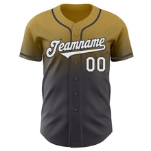 Load image into Gallery viewer, Custom Old Gold White-Steel Gray Authentic Fade Fashion Baseball Jersey
