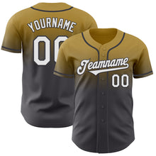 Load image into Gallery viewer, Custom Old Gold White-Steel Gray Authentic Fade Fashion Baseball Jersey
