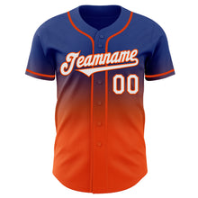 Load image into Gallery viewer, Custom Royal White-Orange Authentic Fade Fashion Baseball Jersey
