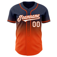 Load image into Gallery viewer, Custom Navy White-Orange Authentic Fade Fashion Baseball Jersey
