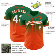 Load image into Gallery viewer, Custom Kelly Green White-Orange Authentic Fade Fashion Baseball Jersey
