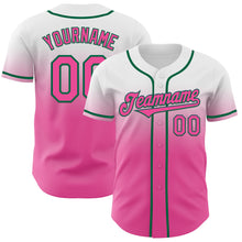Load image into Gallery viewer, Custom White Pink-Kelly Green Authentic Fade Fashion Baseball Jersey
