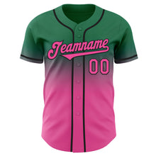 Load image into Gallery viewer, Custom Kelly Green Pink-Black Authentic Fade Fashion Baseball Jersey
