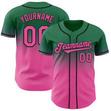 Load image into Gallery viewer, Custom Kelly Green Pink-Black Authentic Fade Fashion Baseball Jersey
