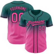 Load image into Gallery viewer, Custom Teal Pink-Black Authentic Fade Fashion Baseball Jersey
