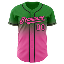 Load image into Gallery viewer, Custom Grass Green Pink-Black Authentic Fade Fashion Baseball Jersey
