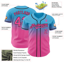 Load image into Gallery viewer, Custom Sky Blue Pink-Black Authentic Fade Fashion Baseball Jersey
