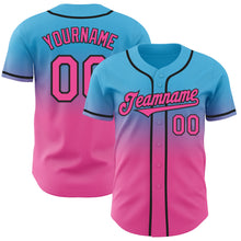 Load image into Gallery viewer, Custom Sky Blue Pink-Black Authentic Fade Fashion Baseball Jersey
