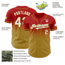 Load image into Gallery viewer, Custom Red White-Old Gold Authentic Fade Fashion Baseball Jersey
