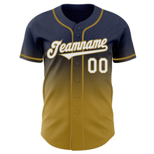 Load image into Gallery viewer, Custom Navy White-Old Gold Authentic Fade Fashion Baseball Jersey
