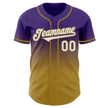 Load image into Gallery viewer, Custom Purple White-Old Gold Authentic Fade Fashion Baseball Jersey
