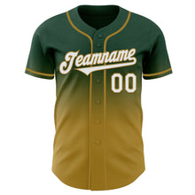 Load image into Gallery viewer, Custom Green White-Old Gold Authentic Fade Fashion Baseball Jersey
