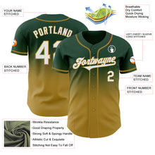 Load image into Gallery viewer, Custom Green White-Old Gold Authentic Fade Fashion Baseball Jersey
