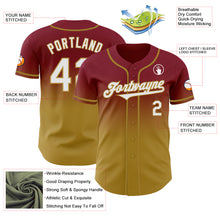 Load image into Gallery viewer, Custom Crimson White-Old Gold Authentic Fade Fashion Baseball Jersey
