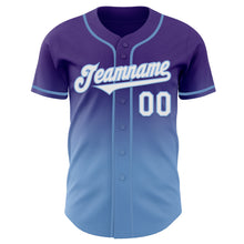 Load image into Gallery viewer, Custom Purple White-Light Blue Authentic Fade Fashion Baseball Jersey
