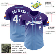Load image into Gallery viewer, Custom Purple White-Light Blue Authentic Fade Fashion Baseball Jersey
