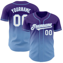 Load image into Gallery viewer, Custom Purple White-Light Blue Authentic Fade Fashion Baseball Jersey
