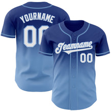 Load image into Gallery viewer, Custom Royal White-Light Blue Authentic Fade Fashion Baseball Jersey
