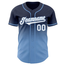 Load image into Gallery viewer, Custom Navy White-Light Blue Authentic Fade Fashion Baseball Jersey
