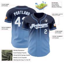 Load image into Gallery viewer, Custom Navy White-Light Blue Authentic Fade Fashion Baseball Jersey

