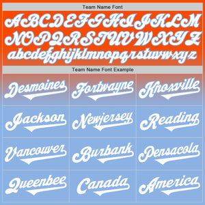 Custom Orange White-Light Blue Authentic Fade Fashion Baseball Jersey