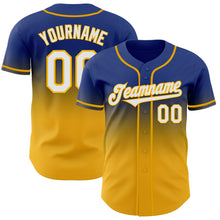 Load image into Gallery viewer, Custom Royal White-Gold Authentic Fade Fashion Baseball Jersey
