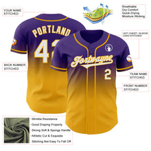 Load image into Gallery viewer, Custom Purple White-Gold Authentic Fade Fashion Baseball Jersey
