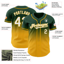 Load image into Gallery viewer, Custom Green White-Gold Authentic Fade Fashion Baseball Jersey
