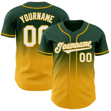 Load image into Gallery viewer, Custom Green White-Gold Authentic Fade Fashion Baseball Jersey
