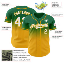 Load image into Gallery viewer, Custom Kelly Green White-Gold Authentic Fade Fashion Baseball Jersey
