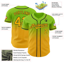 Load image into Gallery viewer, Custom Neon Green Gold-Black Authentic Fade Fashion Baseball Jersey

