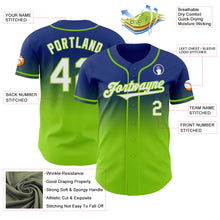 Load image into Gallery viewer, Custom Royal White-Neon Green Authentic Fade Fashion Baseball Jersey
