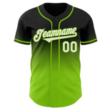 Load image into Gallery viewer, Custom Black White-Neon Green Authentic Fade Fashion Baseball Jersey
