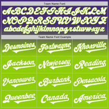 Load image into Gallery viewer, Custom Purple White-Neon Green Authentic Fade Fashion Baseball Jersey
