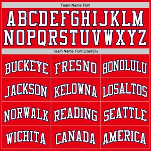 Custom Fire Red White-Navy Authentic Basketball Jersey