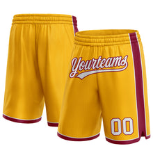 Load image into Gallery viewer, Custom Gold White-Maroon Authentic Basketball Shorts
