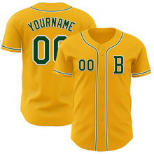 Load image into Gallery viewer, Custom Gold Green-White Authentic Baseball Jersey
