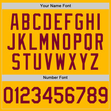 Load image into Gallery viewer, Custom Gold Maroon Authentic Throwback Basketball Jersey
