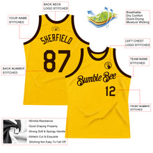 Load image into Gallery viewer, Custom Gold Brown Authentic Throwback Basketball Jersey
