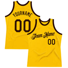 Load image into Gallery viewer, Custom Gold Brown Authentic Throwback Basketball Jersey
