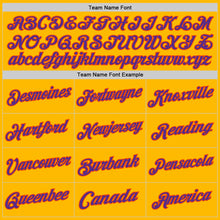 Load image into Gallery viewer, Custom Gold Purple-Orange Authentic Throwback Basketball Jersey
