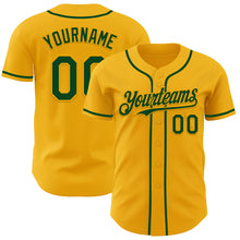 Load image into Gallery viewer, Custom Gold Green Authentic Baseball Jersey
