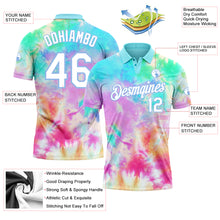 Load image into Gallery viewer, Custom Tie Dye White-Light Blue 3D Watercolor Performance Golf Polo Shirt
