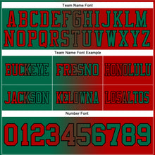 Load image into Gallery viewer, Custom Red Kelly Green-Black Mesh Authentic Gradient Fashion Football Jersey
