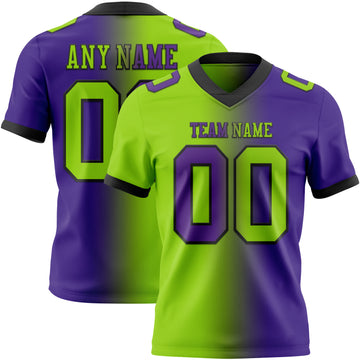 Custom Purple Neon Green-Black Mesh Authentic Gradient Fashion Football Jersey