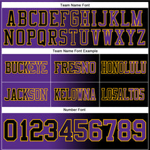 Load image into Gallery viewer, Custom Black Purple-Gold Mesh Authentic Gradient Fashion Football Jersey
