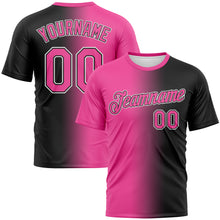 Load image into Gallery viewer, Custom Black Pink-White Gradient Fashion Performance T-Shirt
